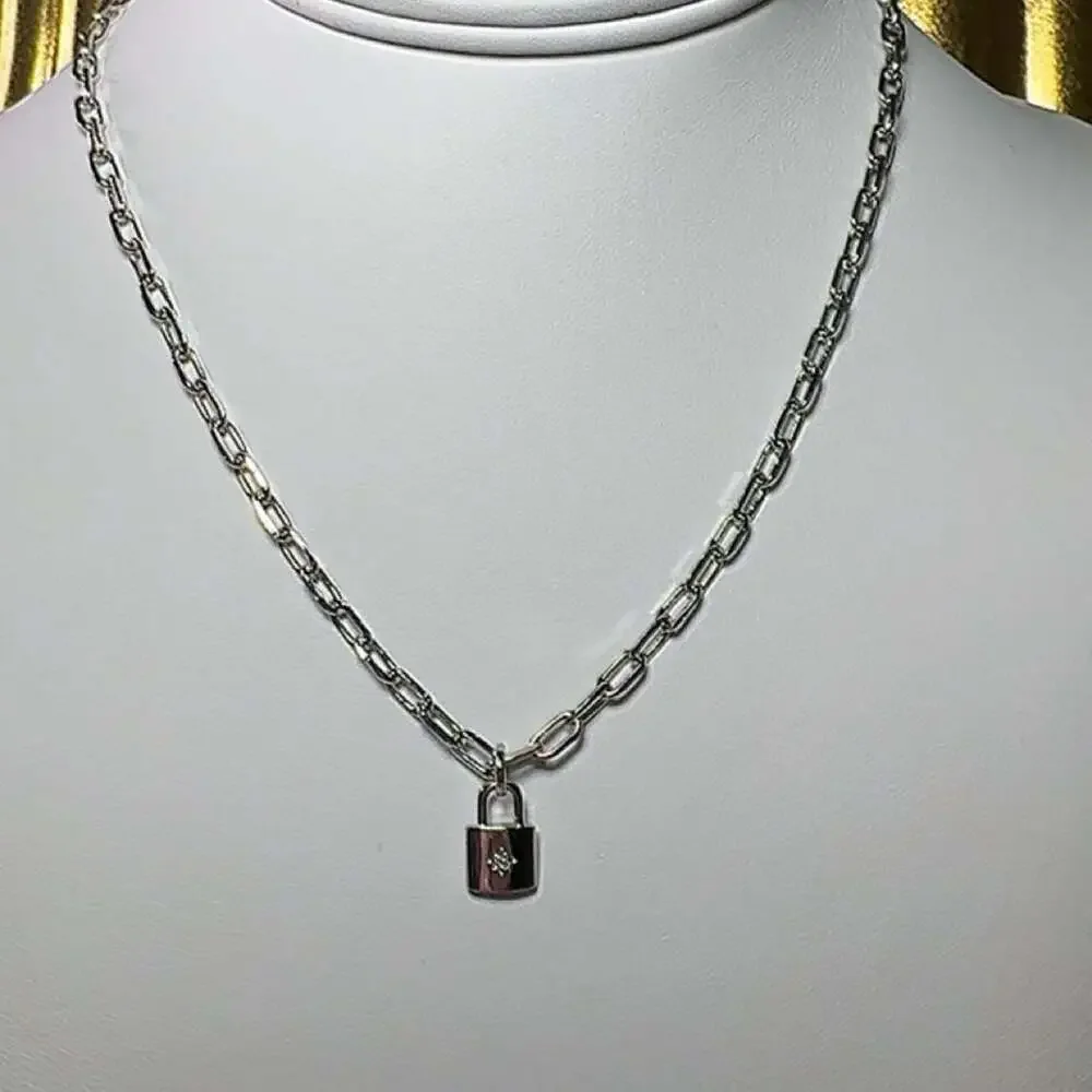 Silver Padlock Pendant necklace